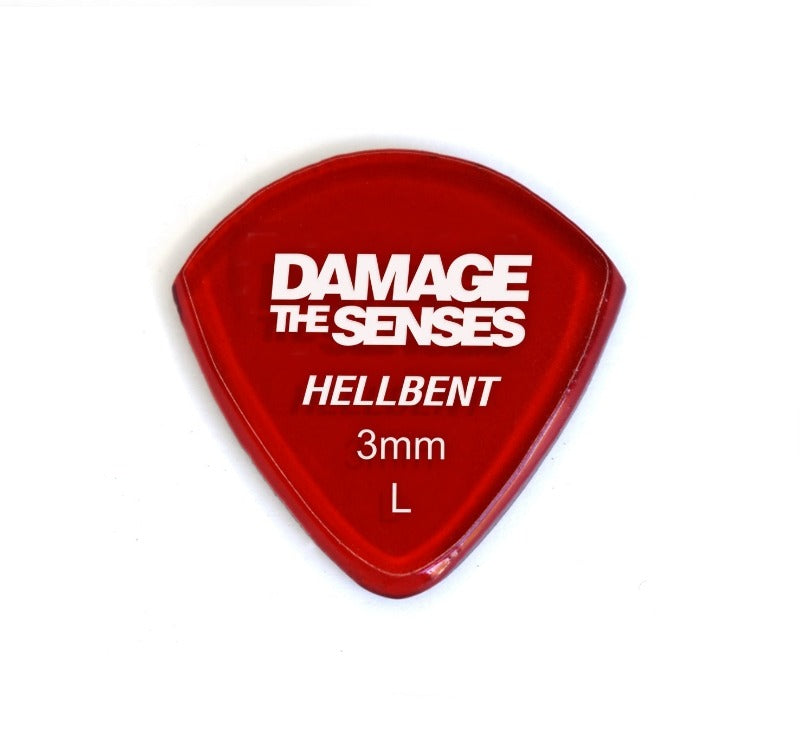 Acrylic Pick - Hellbent 3mm (Trans Red) Damage The Senses