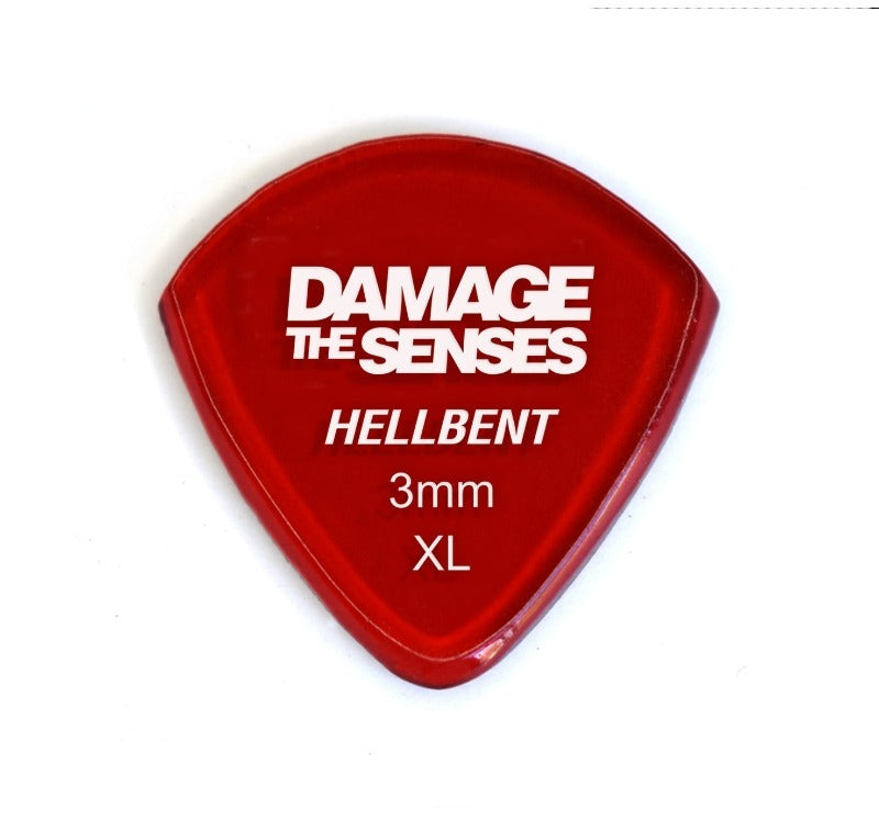 Acrylic Pick - Hellbent 3mm (Trans Red) Damage The Senses