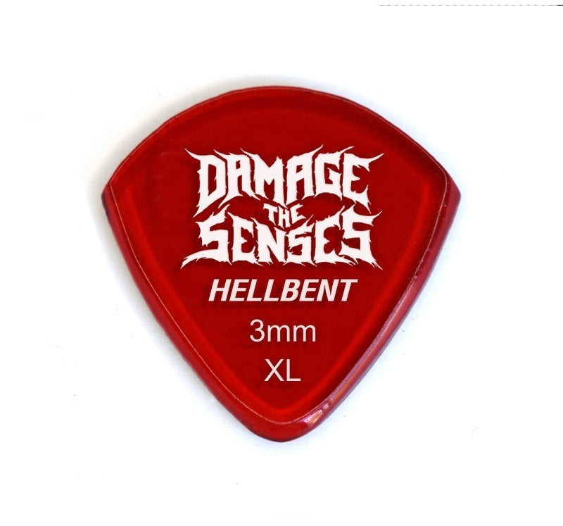 Acrylic Pick - Hellbent 3mm (Trans Red) Damage The Senses