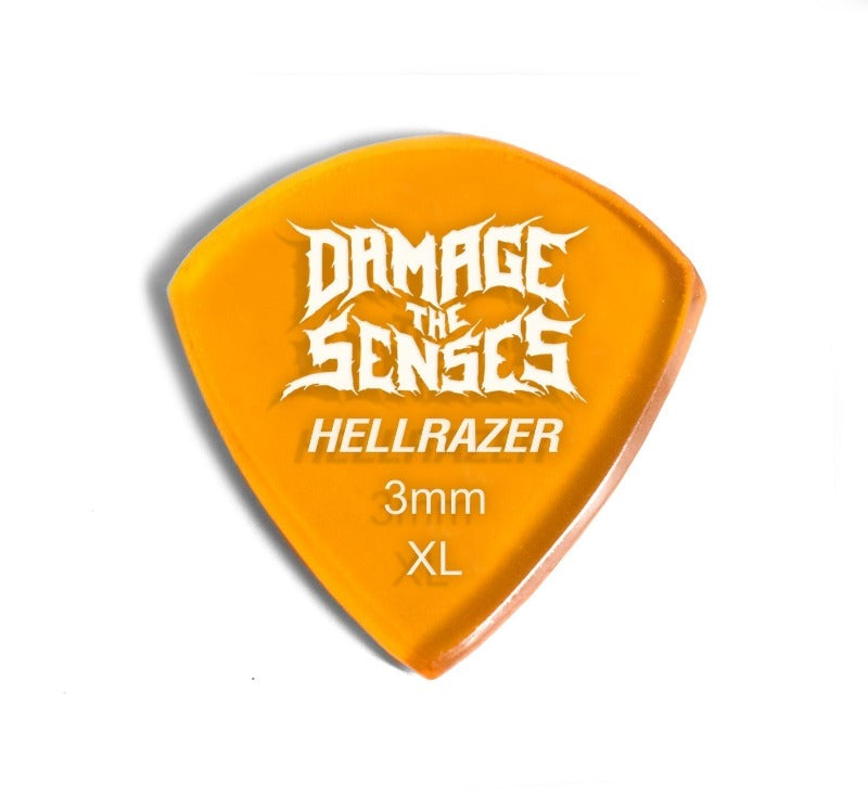 Acrylic Pick - Hellrazer 3mm (Trans Orange) Damage The Senses