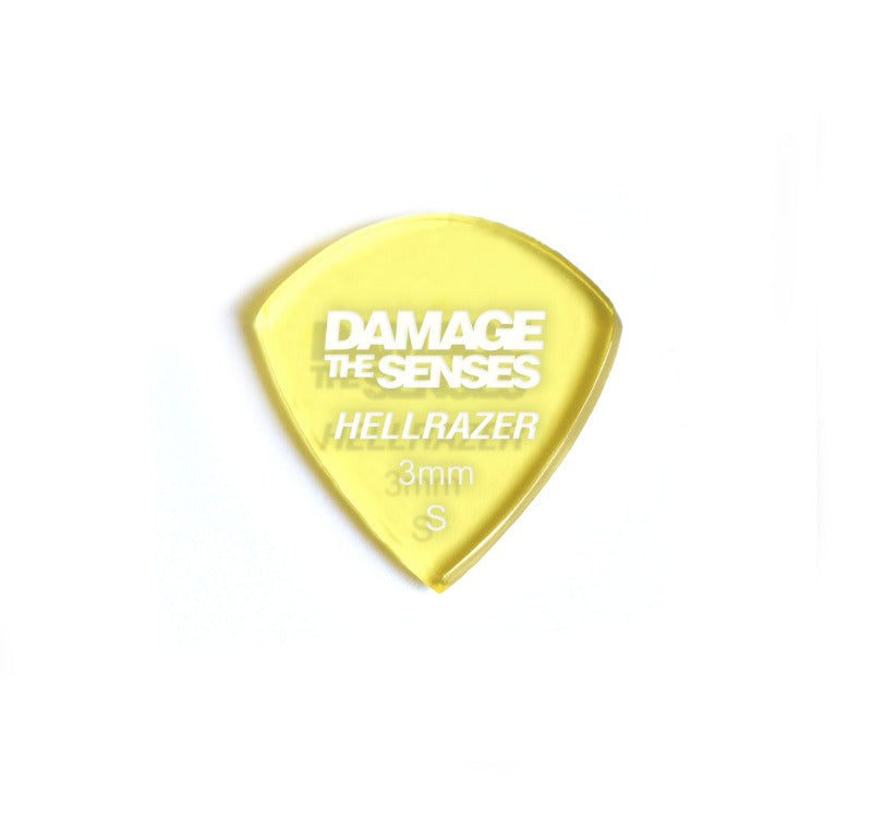 Acrylic Pick - Hellrazer 3mm (Trans Yellow) Damage The Senses