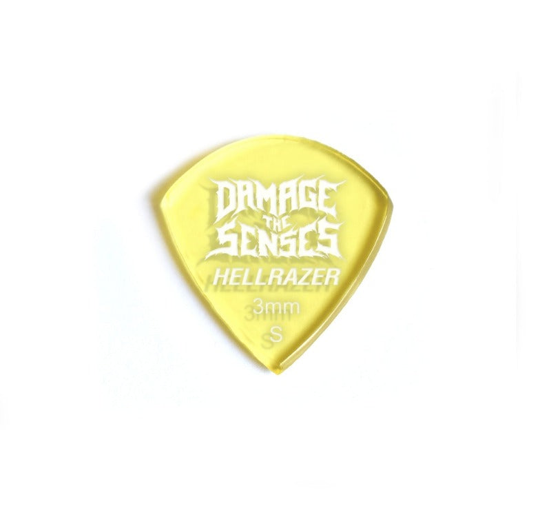 Acrylic Pick - Hellrazer 3mm (Trans Yellow) Damage The Senses