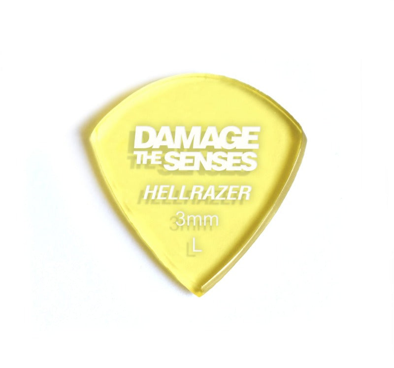 Acrylic Pick - Hellrazer 3mm (Trans Yellow) Damage The Senses