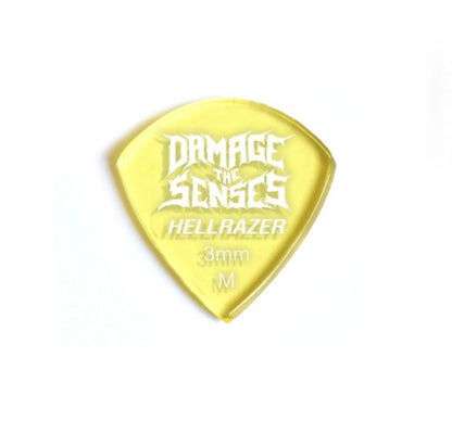 Acrylic Pick - Hellrazer 3mm (Trans Yellow) Damage The Senses