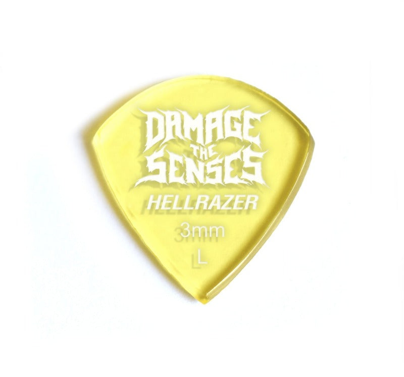 Acrylic Pick - Hellrazer 3mm (Trans Yellow) Damage The Senses