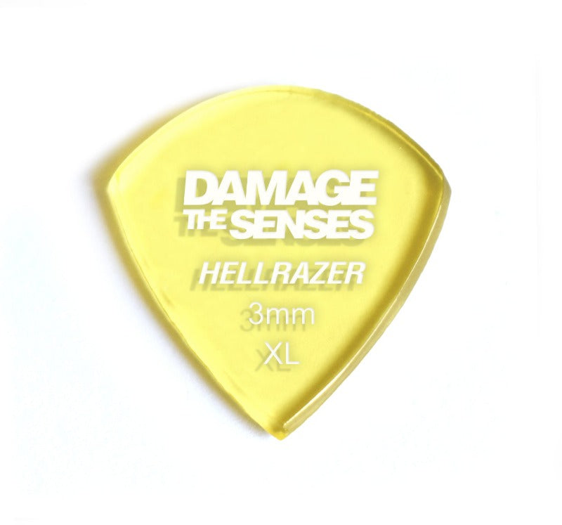 Acrylic Pick - Hellrazer 3mm (Trans Yellow) Damage The Senses