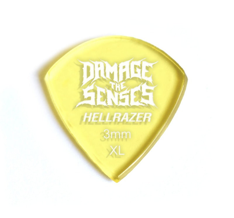 Acrylic Pick - Hellrazer 3mm (Trans Yellow) Damage The Senses