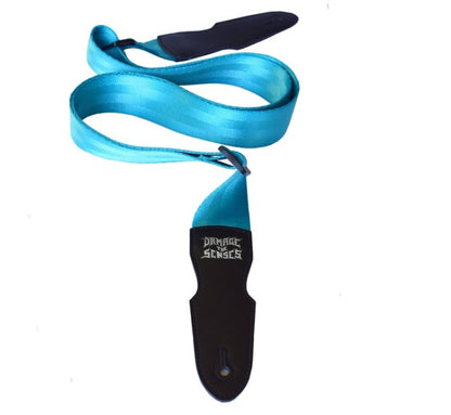 Seat Belt Webbing Guitar Strap - Aqua Damage The Senses