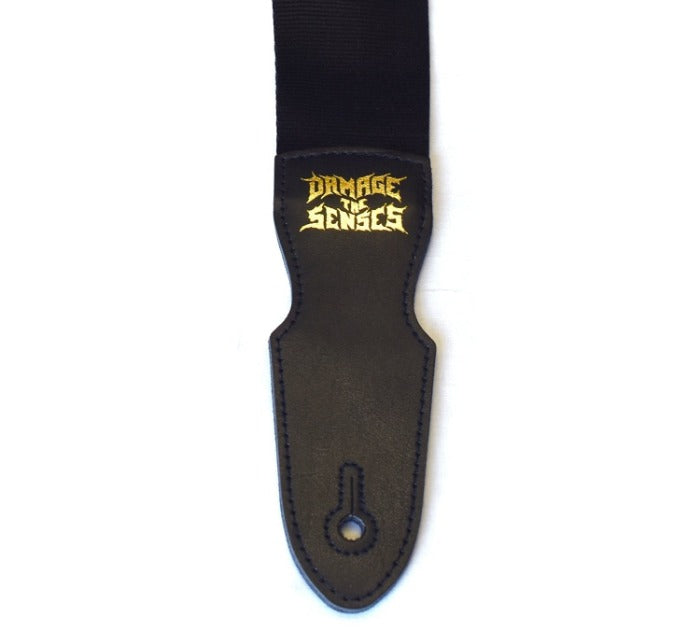 Seat Belt Webbing Guitar Strap - Black Damage The Senses