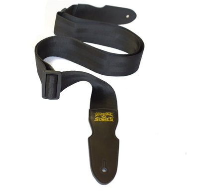 Seat Belt Webbing Guitar Strap - Black Damage The Senses