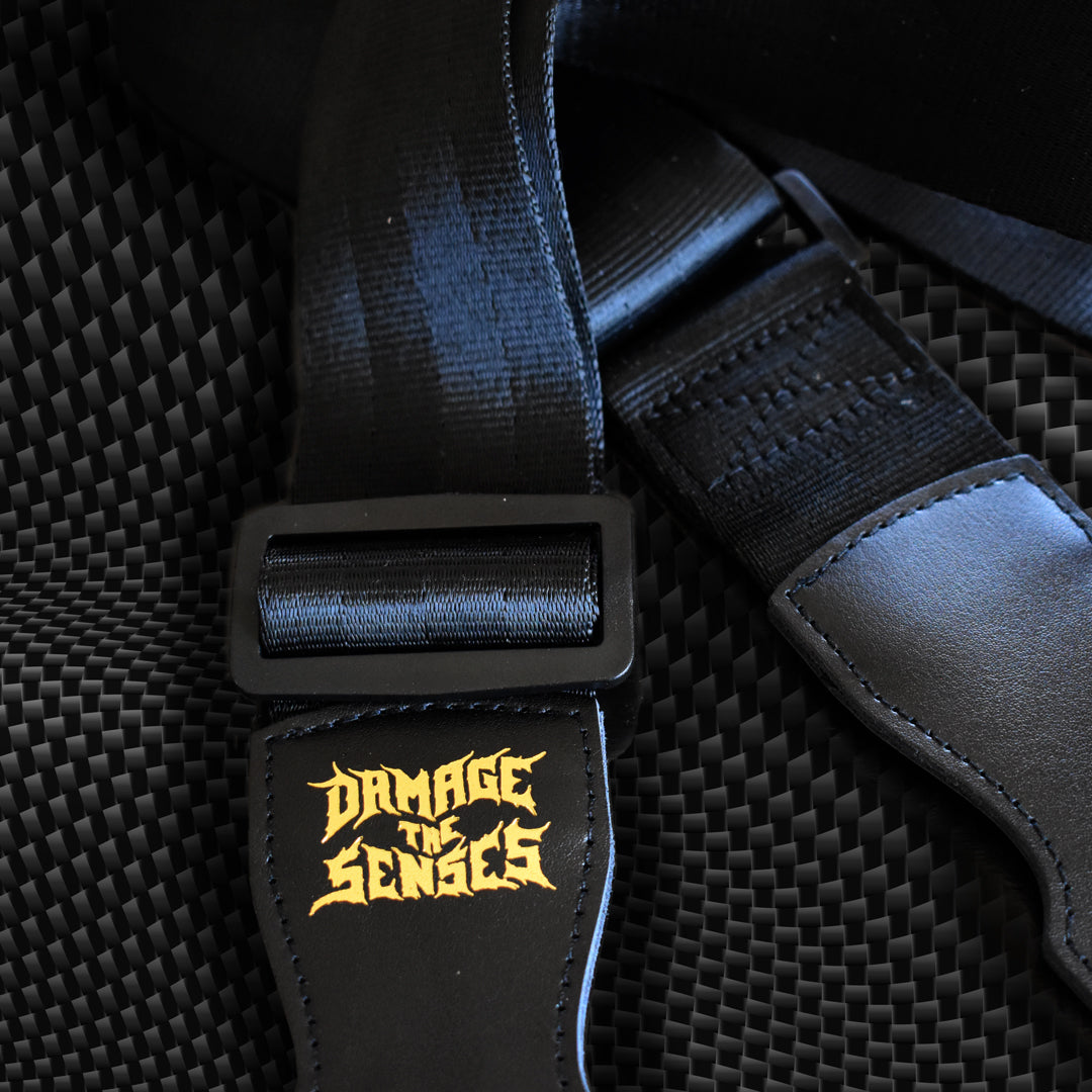 Damage The Senses Seat Belt Webbing Guitar Strap Black