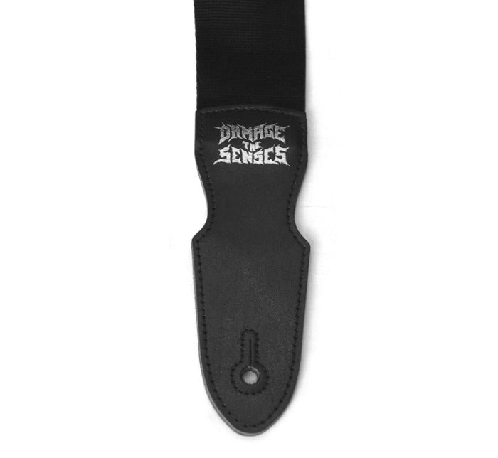 Seat Belt Webbing Guitar Strap - Silver Damage The Senses