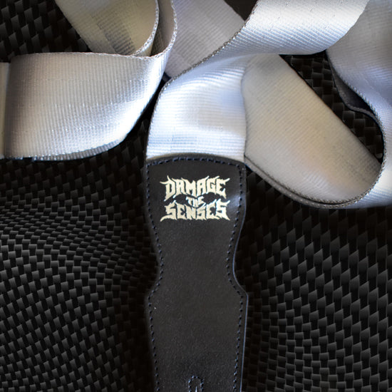 Damage The Senses Seat Belt Webbing Guitar Strap Silver